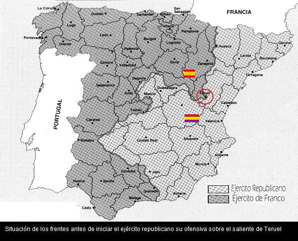 SITUACION DE LOS FRENTES ANTES DEL ATAQUE SOBRE TERUEL